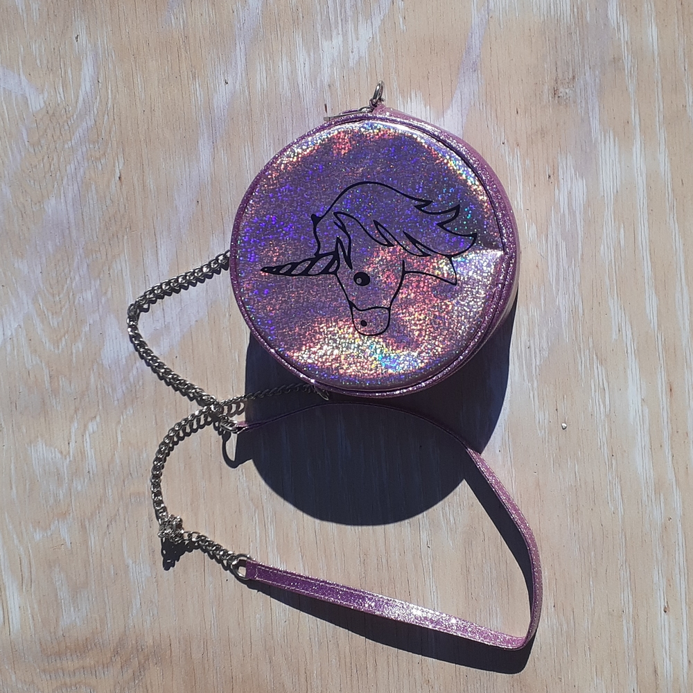 Holographic, pink, unicorn purse
